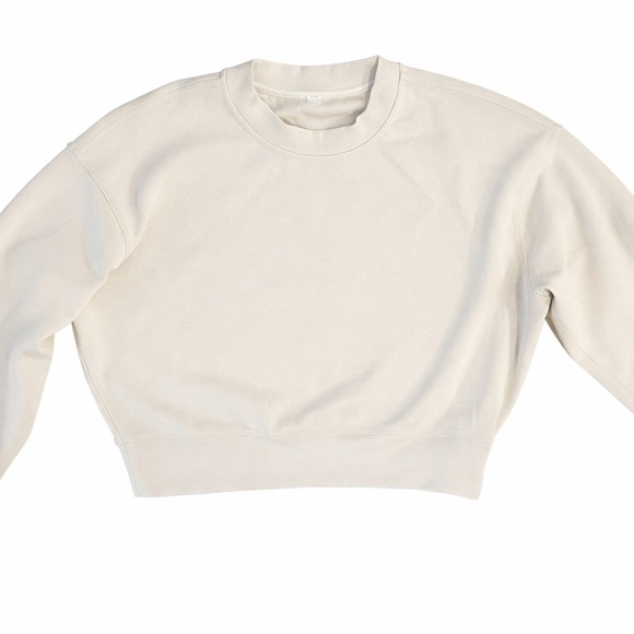 Lululemon Softstreme Perfectly Oversized Cropped Crew Bone Size 2 - Picture 3 of 6